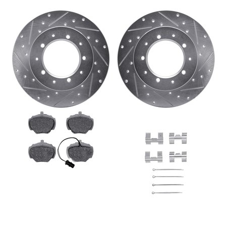 DYNAMIC FRICTION CO 7512-11002, Rotors-Drilled and Slotted-Silver w/ 5000 Advanced Brake Pads incl. Hardware, Zinc Coat 7512-11002